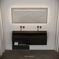 Nero Matte Black Stone Double Vanity Unit 1200mm