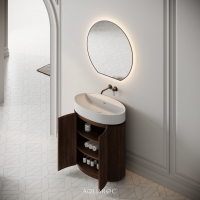 Rotunda Fluted Vanity Unit & Stone Basin 800mm Walnut