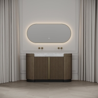 Knightsbridge Double Vanity Unit & Carrara Marble Basin 1400mm Smoked Oak