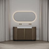 Knightsbridge Double Vanity Unit & Stone Basin 1400mm Smoked Oak