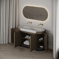 Knightsbridge Double Vanity Unit & Stone Basin 1400mm Smoked Oak