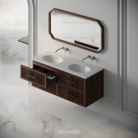 Park Lane Double Vanity Unit & Stone Basin 1200mm Walnut