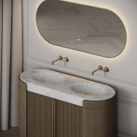 Knightsbridge Double Vanity Unit & Carrara Marble Basin 1400mm Smoked Oak