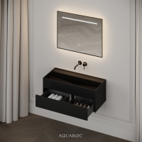 Nero Matte Black Stone Vanity Unit 900mm