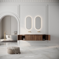 Belgravia Double Vanity Unit & Stone Basin 1600mm Walnut