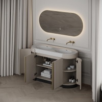 Knightsbridge Double Vanity Unit & Stone Basin 1400mm Cashmere Beige