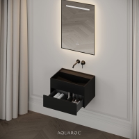 Nero Matte Black Stone Vanity Unit 600mm