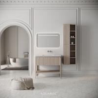 Wall Hung Fluted Bathroom Storage Unit 500mm Natural Oak