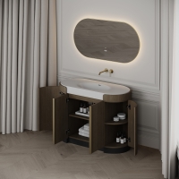 Knightsbridge Vanity Unit & Stone Basin 1200mm Smoked Oak