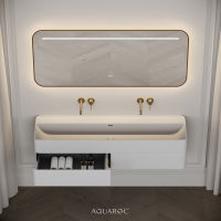 Nero Curved Stone Double Vanity Unit 1400mm
