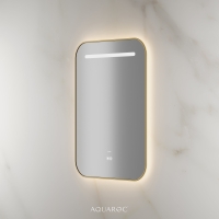 Lumiere Backlit & Demister Curved Mirror 600mm Brushed Gold