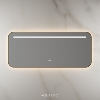 Lumiere Backlit & Demister Curved Mirror 1400mm Brushed Gold