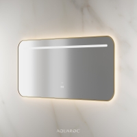 Lumiere Backlit & Demister Curved Mirror 1400mm Brushed Gold