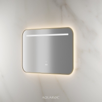 Lumiere Backlit & Demister Curved Mirror 1000mm Brushed Gold