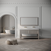 Belvedere Double Vanity Unit & Stone Basin 1400mm Sabbia Grigio Oak