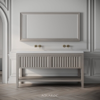 Belvedere Double Vanity Unit & Stone Basin 1400mm Sabbia Grigio Oak