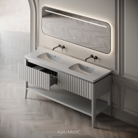 Kensington Double Vanity Unit & Stone Basin 1600mm Warm Grey