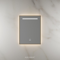 Lumiere Backlit & Demister Rectangle Mirror 600mm Brushed Gold