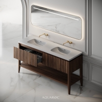 Kensington Double Vanity Unit & Stone Basin 1600mm Walnut