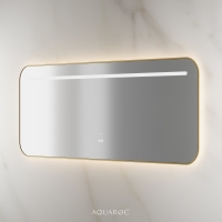 Lumiere Backlit & Demister Curved Mirror 1600mm Brushed Gold