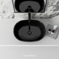 Enzo Matte Black Countertop Stone Basin 550mm