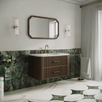Savoy Wall Hung Vanity Unit & Stone Basin 1000mm Walnut
