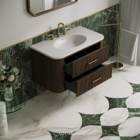 Savoy Wall Hung Vanity Unit & Stone Basin 1000mm Walnut