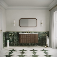 Savoy Wall Hung Vanity Unit & Stone Basin 1200mm Walnut