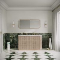 Savoy Double Vanity Unit & Stone Basin 1400mm Natural Oak