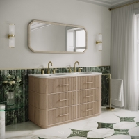 Savoy Double Vanity Unit & Stone Basin 1400mm Natural Oak