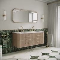 Savoy Wall Hung Double Vanity Unit & Stone Basin 1400mm Natural Oak