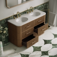 Savoy Double Vanity Unit & Stone Basin 1400mm Smoked Oak