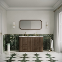 Savoy Double Vanity Unit & Stone Basin 1400mm Walnut