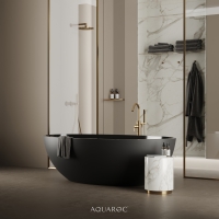 Volterra Matte Black Freestanding Stone Bath 1760mm
