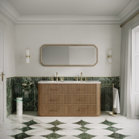 Savoy Double Vanity Unit & Stone Basin 1600mm Smoked Oak