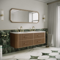 Savoy Wall Hung Double Vanity Unit & Stone Basin 1600mm Smoked Oak