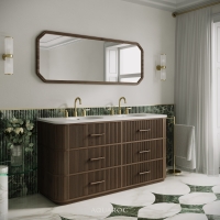 Savoy Double Vanity Unit & Stone Basin 1600mm Walnut