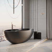 Volterra Matte Black Freestanding Stone Bath 1760mm