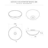 Ocean Round Countertop Stone Basin 400mm