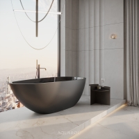 Uovo Matte Black Freestanding Stone Bath 1700mm