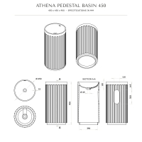 Athena Freestanding Fluted Stone Basin 450mm