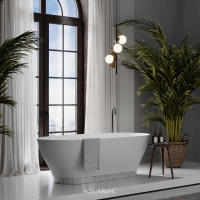 Empressa Freestanding Stone Bath with Carrara Marble Base 1700mm