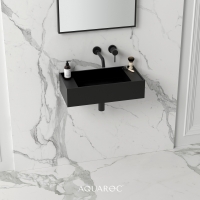 Mode Matte Black Wall Hung Stone Basin 600mm