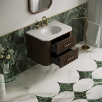 Savoy Wall Hung Vanity Unit & Stone Basin 800mm Walnut