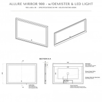 Allure Backlit & Demister Stone Mirror 900mm
