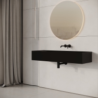 Ultra Matte Black Wall Hung Double Stone Basin 1200mm