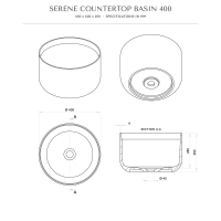 Serene Round Countertop Stone Basin 400mm