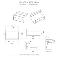 Quadra Wall Hung Stone Basin 600mm