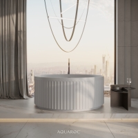 Athena Freestanding Fluted Round Stone Bath 1350mm