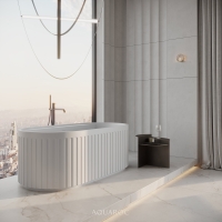 Athena Freestanding Fluted Stone Bath 1500mm